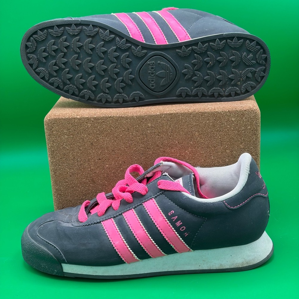 Adidas Samoa Sneakers Kids 4.5 Gray/Pink Low Top Retro Shoes Trefoil Originals